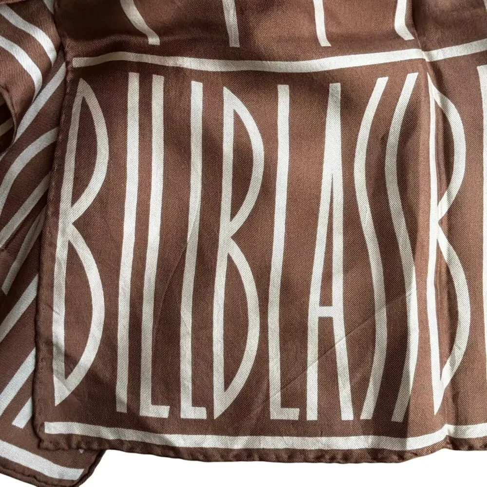 Vintage Bill Blass silk scarf rectangle tan & cream 1980’s designer spell out